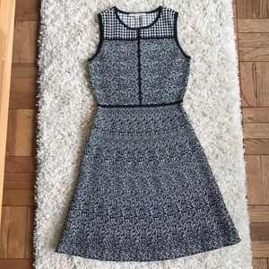 Black and White Patterned A-Line Dress